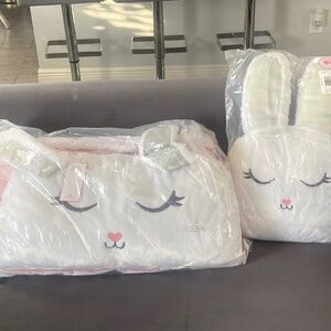 Justice girls bunny sleeping bag with matching pillow